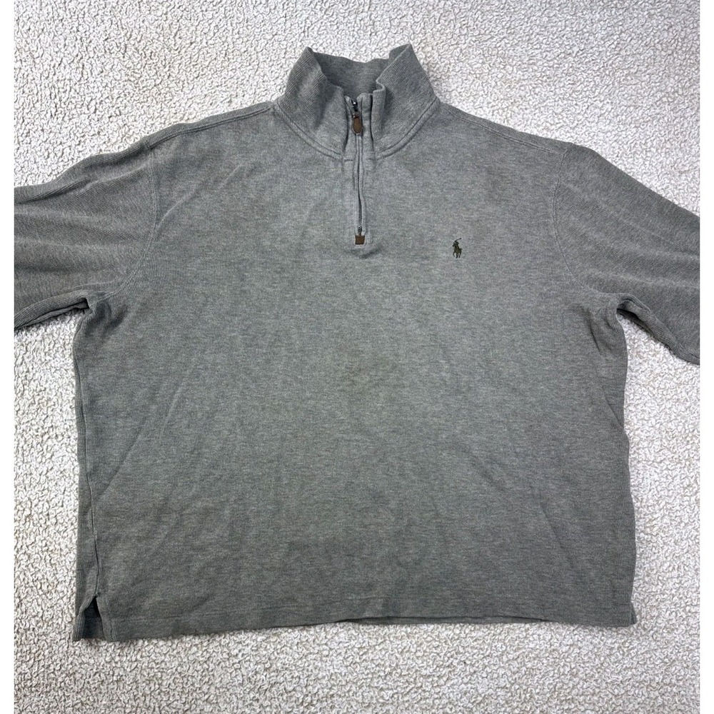 Polo Ralph Lauren Mens Quarter-zip Pullover Brown Sweater XL 100% Cotton 1/4 Zip